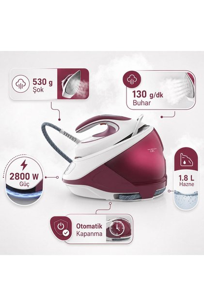 Express Protect Buhar Kazanlı Ütü Bordo | 30 sn Hızlı Isınma, 7,5 Bar, 2800 W, 530 g Şok