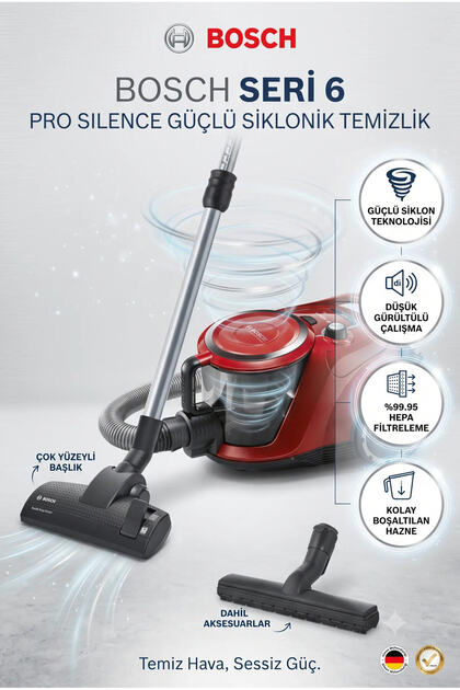 Serie 6 ProSilence BGC41Q69 Kırmızı Toz Torbasız Elektrikli Süpürge