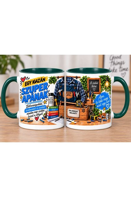 Cană cadou pentru Tată „Egy Igazán Szuper Apának”, Design în Limba Maghiară
