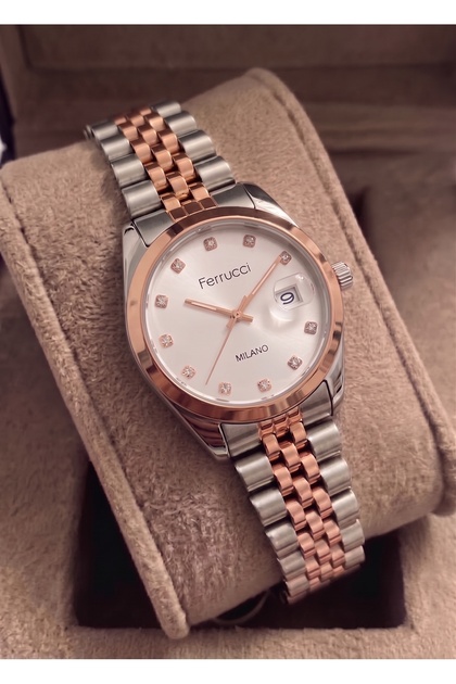 Women's Metal Case Steel Strap Stone Wristwatch with 2 Years Warranty