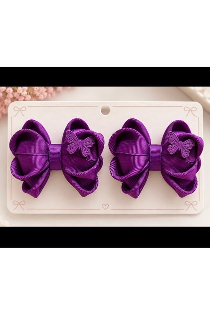 Purple Butterfly Detailed Bow Buckle – Set of 2