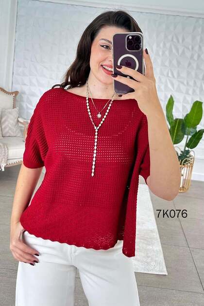 Openwork Knitwear Blouse 7K076