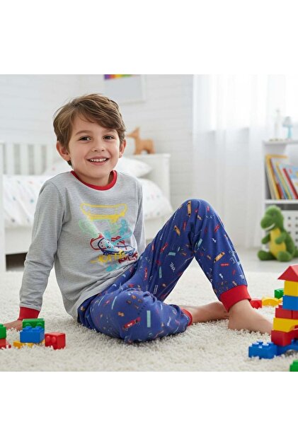 Boy's Cotton Kate Rule Style Printed Long Sleeve 2-Piece Set Cb1102