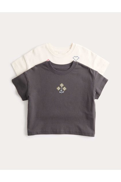 2'li Desenli T-shirt