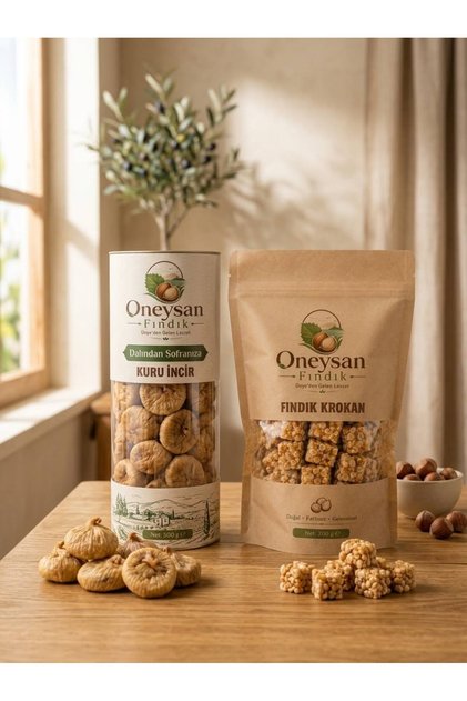 ONEYSAN FINDIK-DOĞAL ENERJİ İKİLİSİ(500 GR KURU İNCİR+250 GR KROKAN)