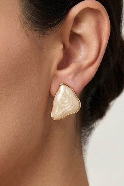 Gold Color Enamel Triangle Earrings