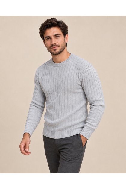 Men's Crew Neck Ribbed Knitwear Seasonal Sweater Kpln