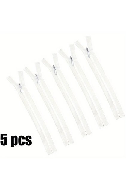 3# White-5PCS 20cm 5pcs Multi-color 3#18-60cm Invisible Zipper Nylon zipper, suitable for luggage, c
