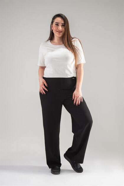 Women's Plus Size Elastic Waist Trousers Black