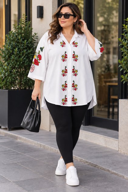 Embroidered Shirt Plus Size