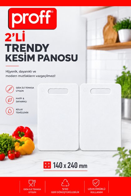 2-Pack Trendy Cutting Board - Bpa-Free Food-Grade White Cutting Board (14X24 cm)