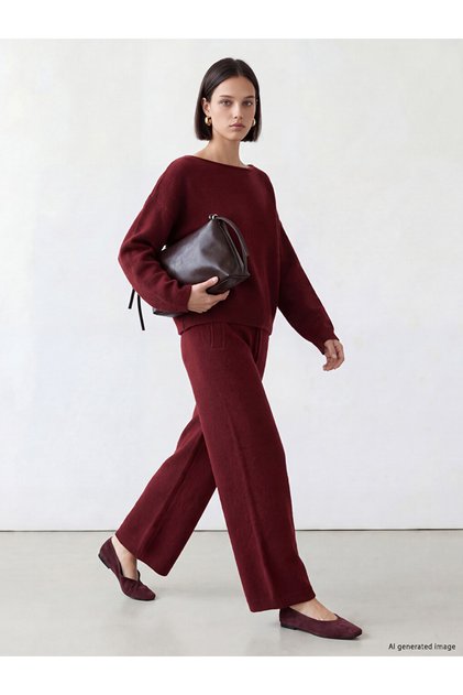 Vizyon New Season Burgundy Women's Sweatpants with Elastic Waist