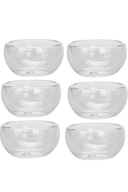 50ml 6Pcs 2/6Pcs Double Layer Glass Tea Cup Set Transparent Drinkware Coffee Milk Water