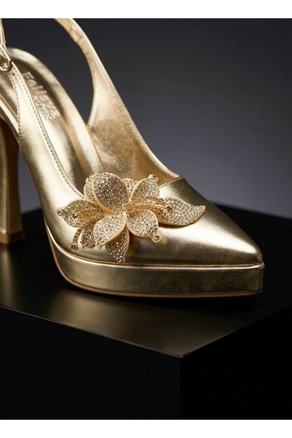 Elegant Floral Detailed Platform Heeled Bridal Shoes - Feli̇syabuti̇k
