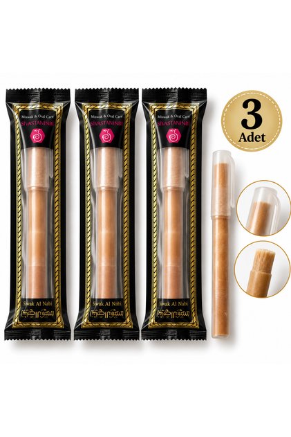 SEWAK AL NAFISA Misvak (3 Misvak+3 Kapak) – Pakistanlı Premium Doğal Diş Temizleme Çubuğu