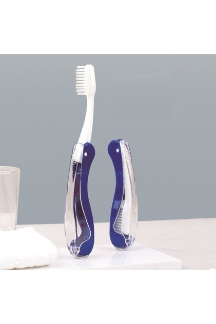 Dark Blue Hygiene Oral Portable Disposable Foldable Travel Camping Toothbrush Hiking Tooth Brush Too