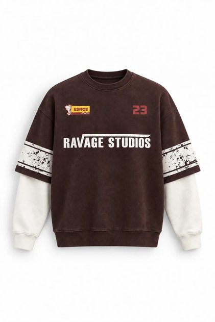 Twenty Three - Kahverengi - Oversize Fit - Erkek Sweatshirt