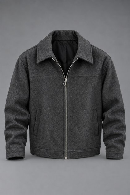 Herren-Jacke im Smoked Viral ZR Modell im Old Money Culture-Stil, mit Reißverschluss, Kaschmirjacke