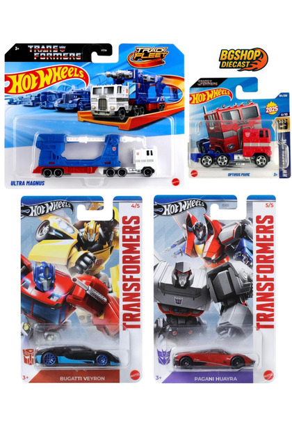 Transformers - 4 lü Set (Bugatti Veyron,Ultra Magnus,Optimus Prime,Pagani Huayra) + Hediye Kupası