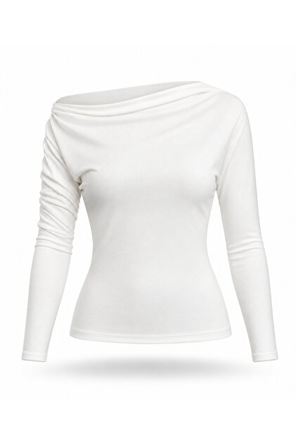 Ecru Boat Neck Blouse