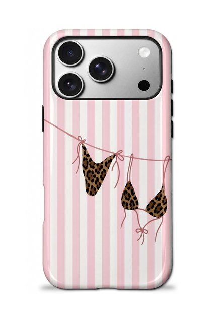 Compatible with iPhone 17 Pro Max / 18 Pro Max - Pink Stripes, Double Layer Cover, Glossy Surface Protective Case