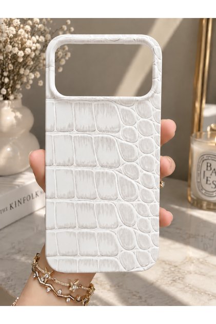 İphone 17 Pro Max Uyumlu Deri Görünümlü Silikon Telefon Kılıfı