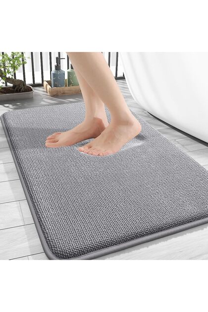 Thick Memory Foam Bath Mat,Extra Soft Absorbent Non-Slip Bathroom Rug,30x20 Inch,Grey