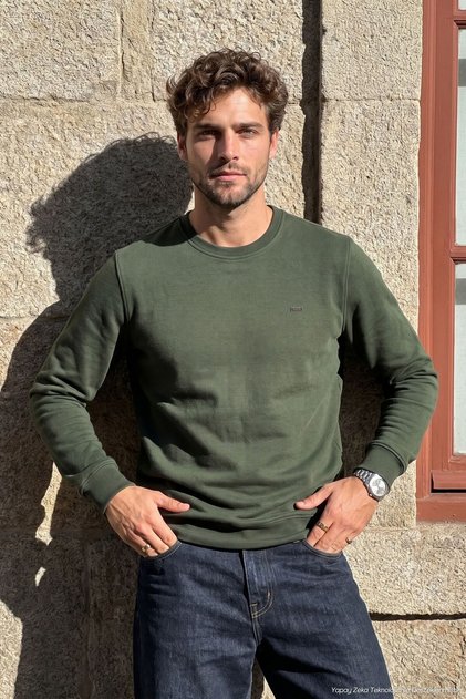 Men's Crew Neck Nefti Sweater Thessaloniki Knit Solid Color Classic Fit - 5550C
