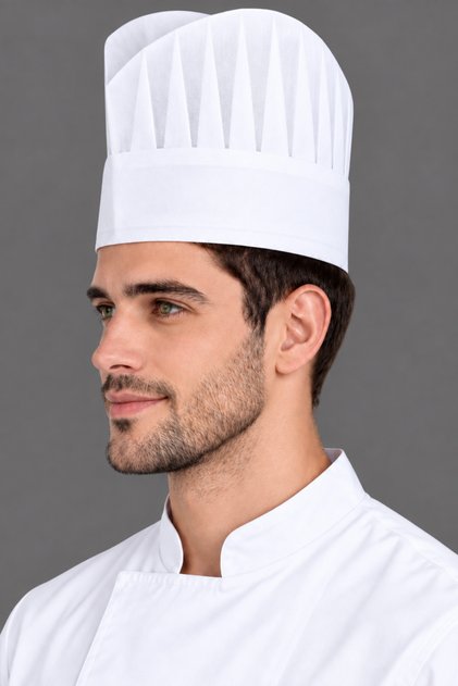 Pack of 10 White Disposable Chef Hats 24 cm Chef Kitchen Hats