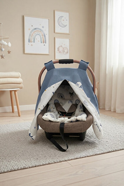 100% Cotton Muslin Pique Double-Sided Stroller Cover and Cushion