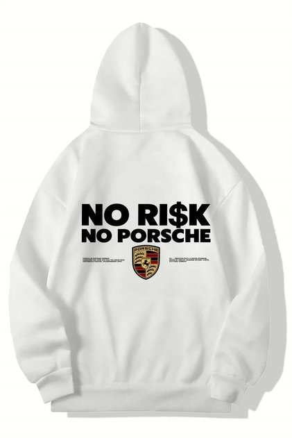 Unisex Oversize No Risk No Porsche Hoodie (White)