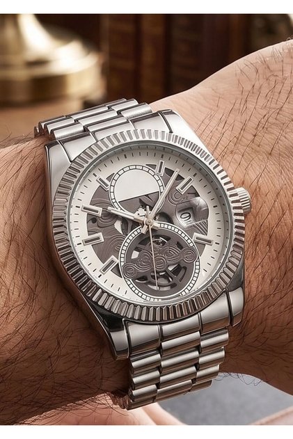 Metal Functional Calendar Men's Wristwatch