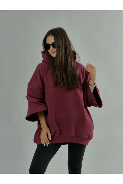 Oversize hooded burgundy women's hoodie coc3496
