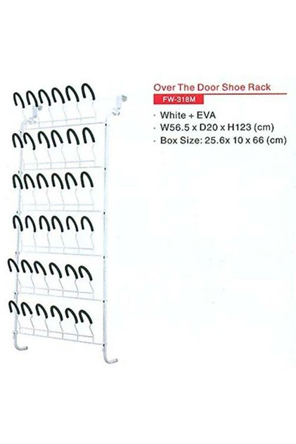 Over The Door Shoe Rack White Eva W56.5Xd20Xh123 Cm Space Saver Shoe Storage Shelf Non-Slip Metal Wall Hanging Shoe Organizer For Boots Sneaker High Heels