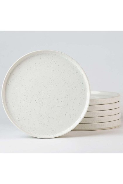 famiware Nebula 6 Pieces Salad Plates Set - 8 Inch Scratch Resistant Stoneware Dinnerware in White