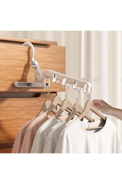 Travel Portable Clothes Hanger,Foldable 5Holes Clothes Drying Rack Over The Door Hanging for Bedroom Bathroom Wardrobe Space Saving Clothes Organizer