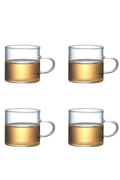 4-Piece Double Wall Glass Cup Set Clear 120ml