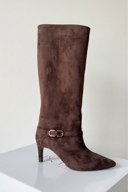 Boots 7 cm Heeled with Buckle Detail Suede