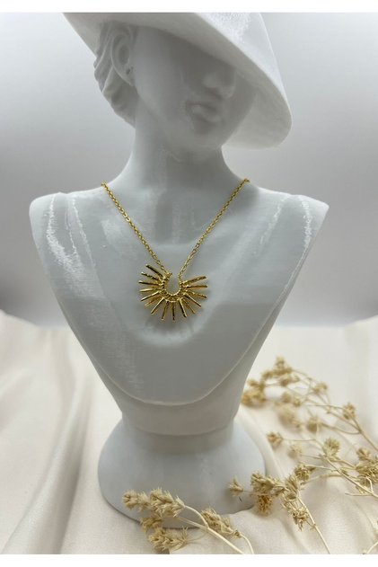 Gold Half Sun Ray Necklace - Modern, Non-Tarnish, Anti-Allergic, Colorfast, Stylish Gift for Women