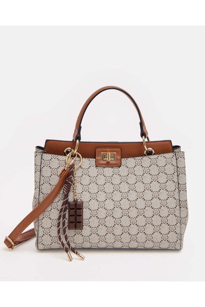 Women Beige And Brown Monogram Day Bag