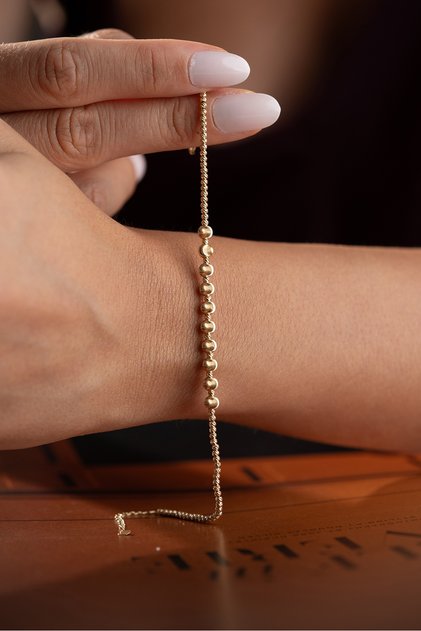 14 Ayar Altın Dorika Sıralı Top Bileklik