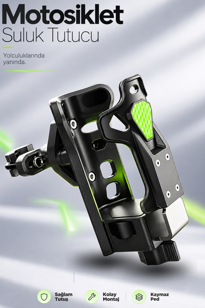 Motorcycle Water Bottle Holder Bl-1 Adjustable Metal Cup Bottle Holder with Handlebar Mounting with Anti-Slip Pad Black