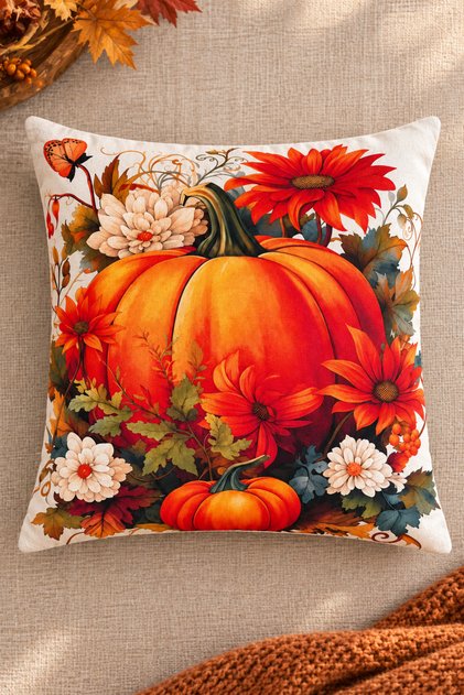 Digital Printed Decorative Throw Pillow Cover 43X43 cm – Modern Patterned Linen Texture