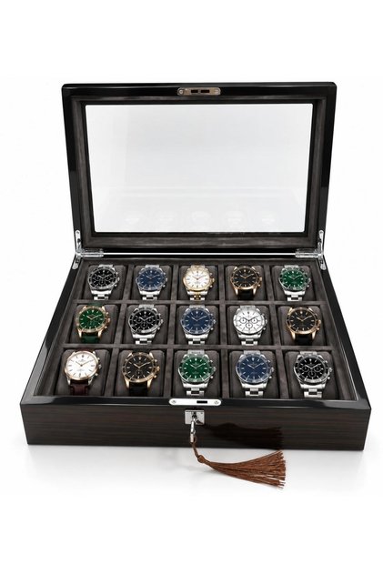 Custom-made watch box, wood grain design, set of 15.