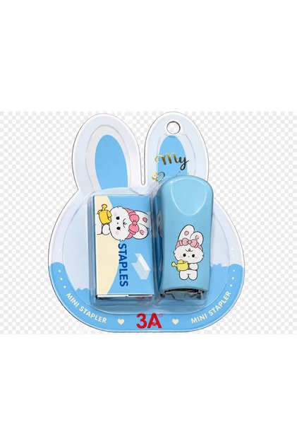Mini Stapler Cute Rabbit Patterned Blue Mini Stapler Machine + Staple Wire