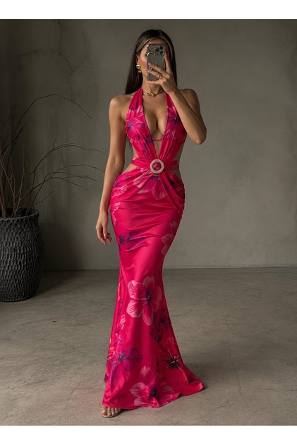 Maxi Boy Zirconium Stone Detailed Dress