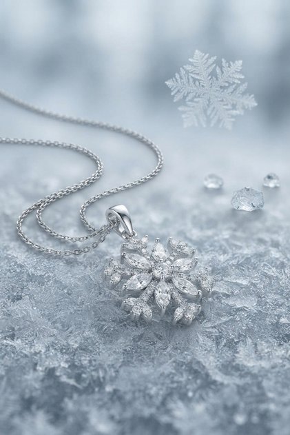 316L Steel Chain Silver Color Snowflake Model Women's Necklace