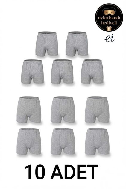 10-Pack Gray Cotton Comfortable Fit Men's Long Boxer Shorts - Custom Made Sleepwear Gift Set with Multiple Underpants