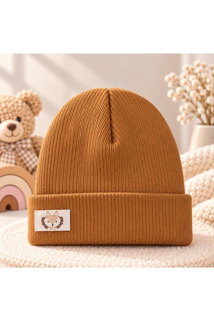 Ribbed Baby Beanie with Tiny Friends Figures – Soft Textured