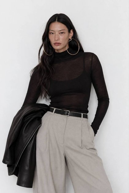 New Season Turtleneck Women's Transparent Blouse 52115061
